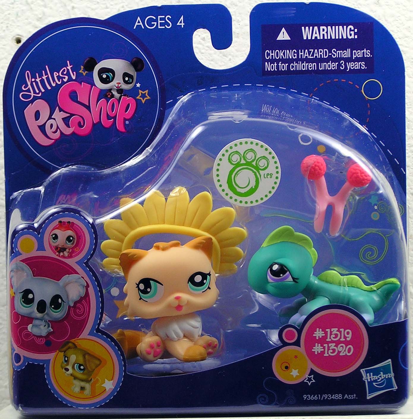 Littlest Pet Shop 2010 Assortment 'B' Series 1 Collectible Figure Cat & Iguana