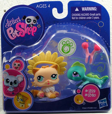 Littlest Pet Shop 2010 Assortment 'B' Series 1 Collectible Figure Cat & Iguana