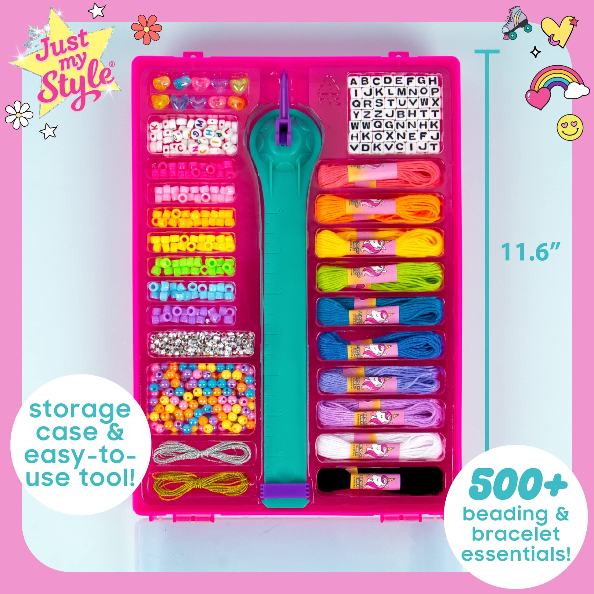 Just My Style On-The-Go Jewelry Studio - Bracelet-Making Travel Kit - DIY Bead & Braid Set for Kids Ages 6+