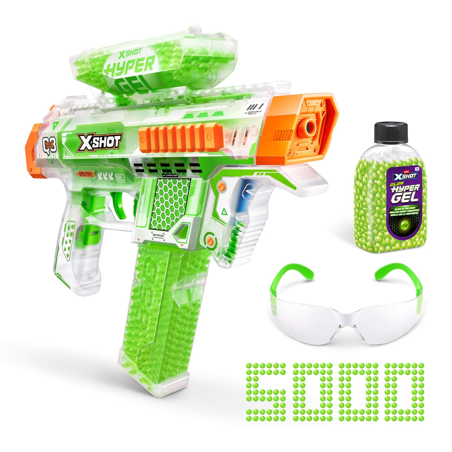XSHOT Hyper Glow NightStrike Blaster (5,000) Pellets by ZURU, Motorized Blaster Outdoor Toy for Boys and Girls, Teens and Adults Aged 14+