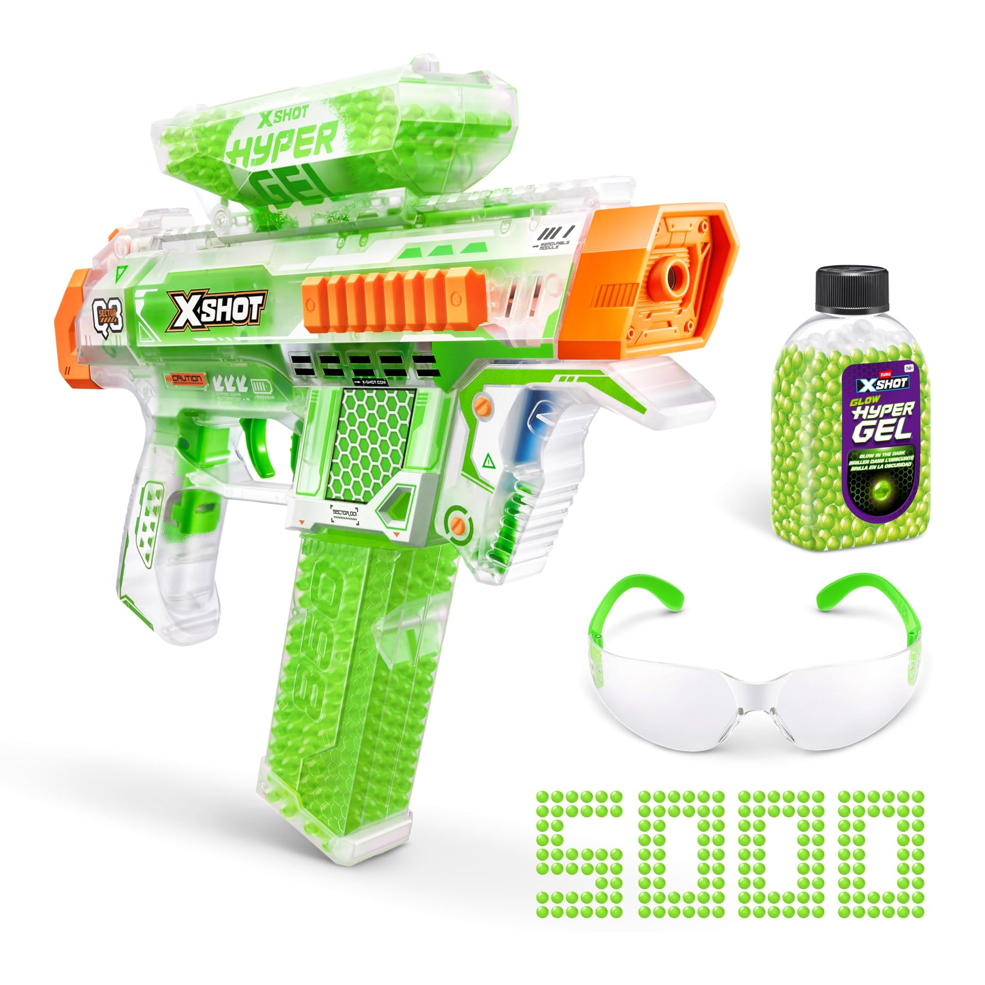 XSHOT Hyper Glow NightStrike Blaster (5,000) Pellets by ZURU, Motorized Blaster Outdoor Toy for Boys and Girls, Teens and Adults Aged 14+