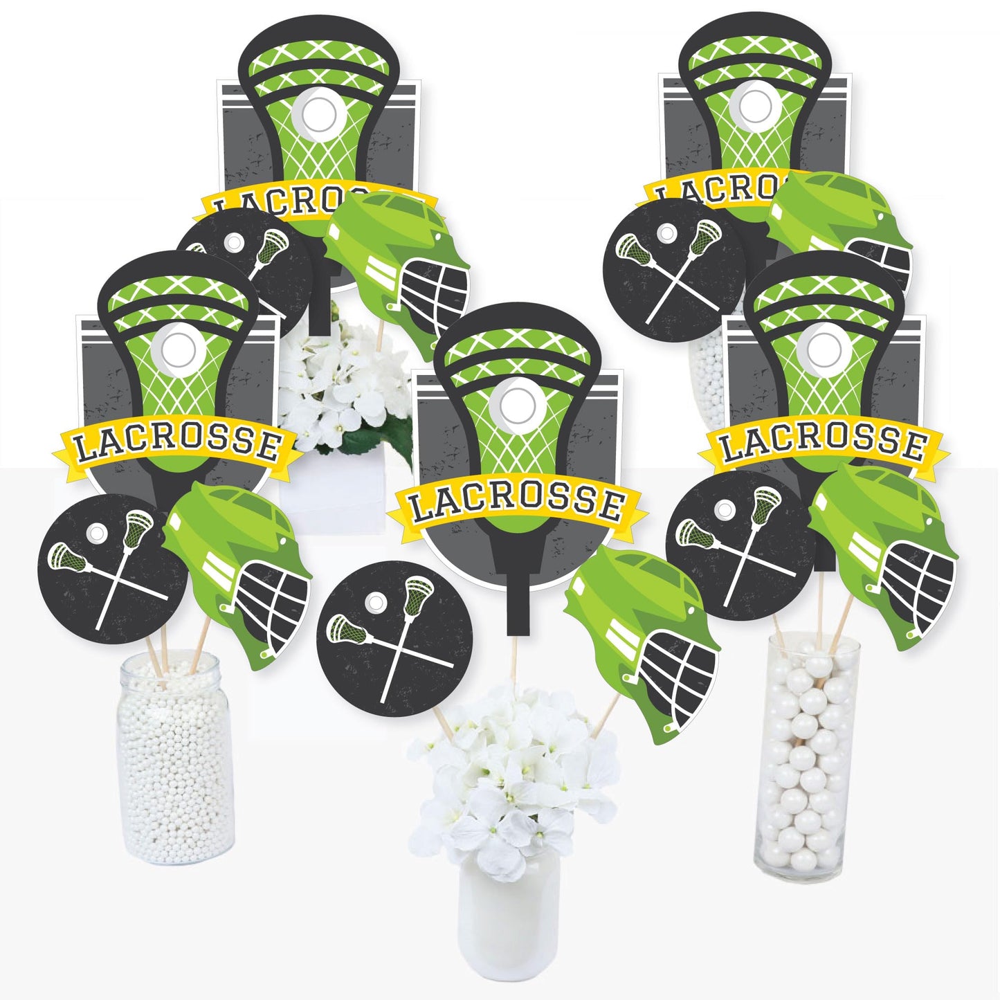 Big Dot of Happiness Lax to the Max - Lacrosse - Party Centerpiece Sticks - Table Toppers - Set of 15