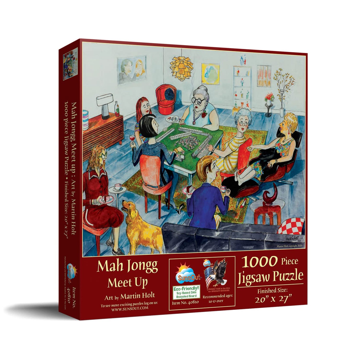 SunsOut Mah Jongg Meet Up Jigsaw Puzzle for Adults, 1000 piece Jigsaw Puzzle by Artist: Martin Holt - Finished Size 20" x 27" - MPN# 40810