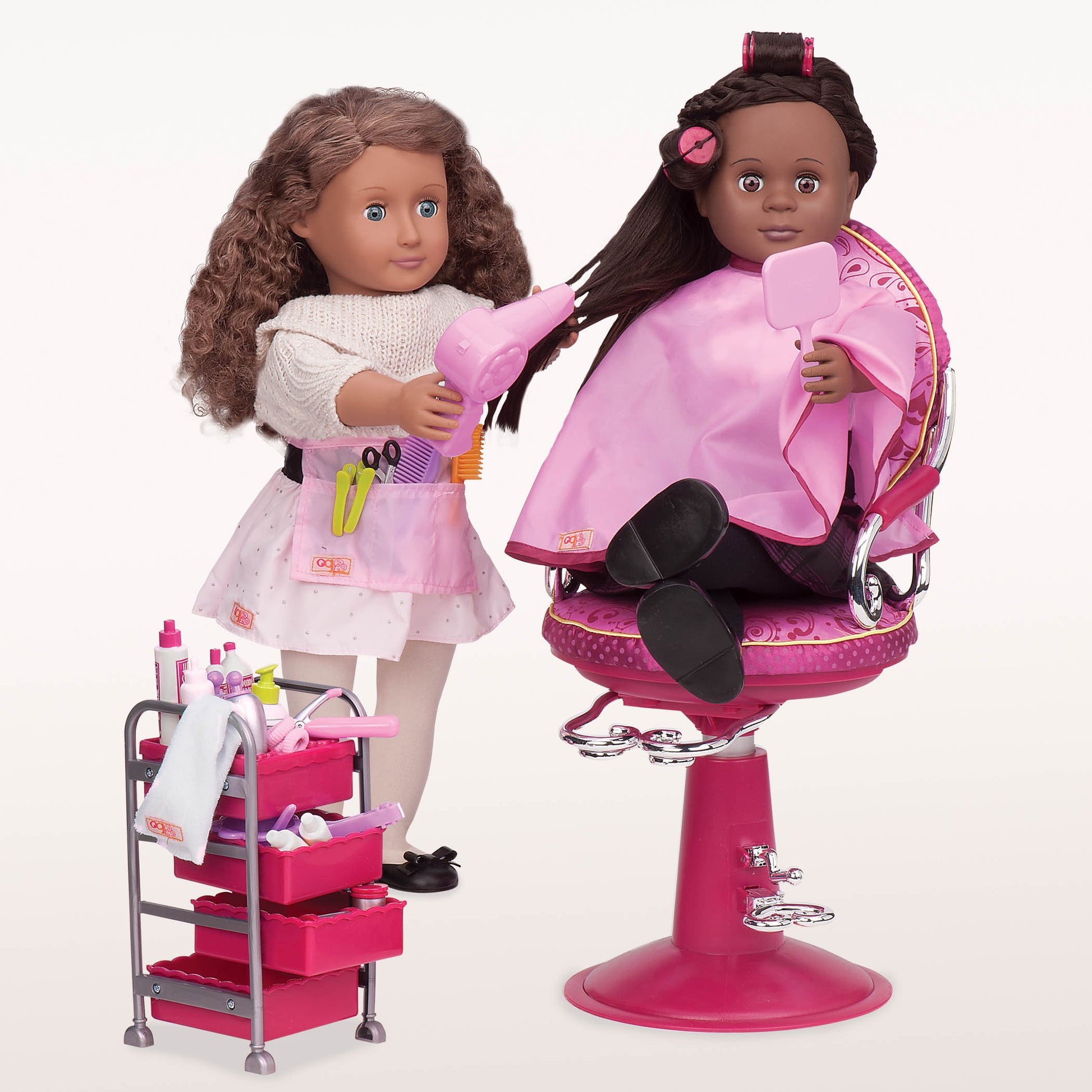 Our Generation - Berry Nice Salon Set - Rolling Storage Cart - Salon Cape & Hair Styling Items - 18-Inch Doll Accessories - Pretend Play - Toy for