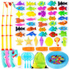 FIVEDAOGANG Magnetic Fishing Game 45 PC Ocean Sea Floating Fish Colorful Animals with Net Portable Storage Bag | Kiddie Pool Bathtub Game for Age 3 4