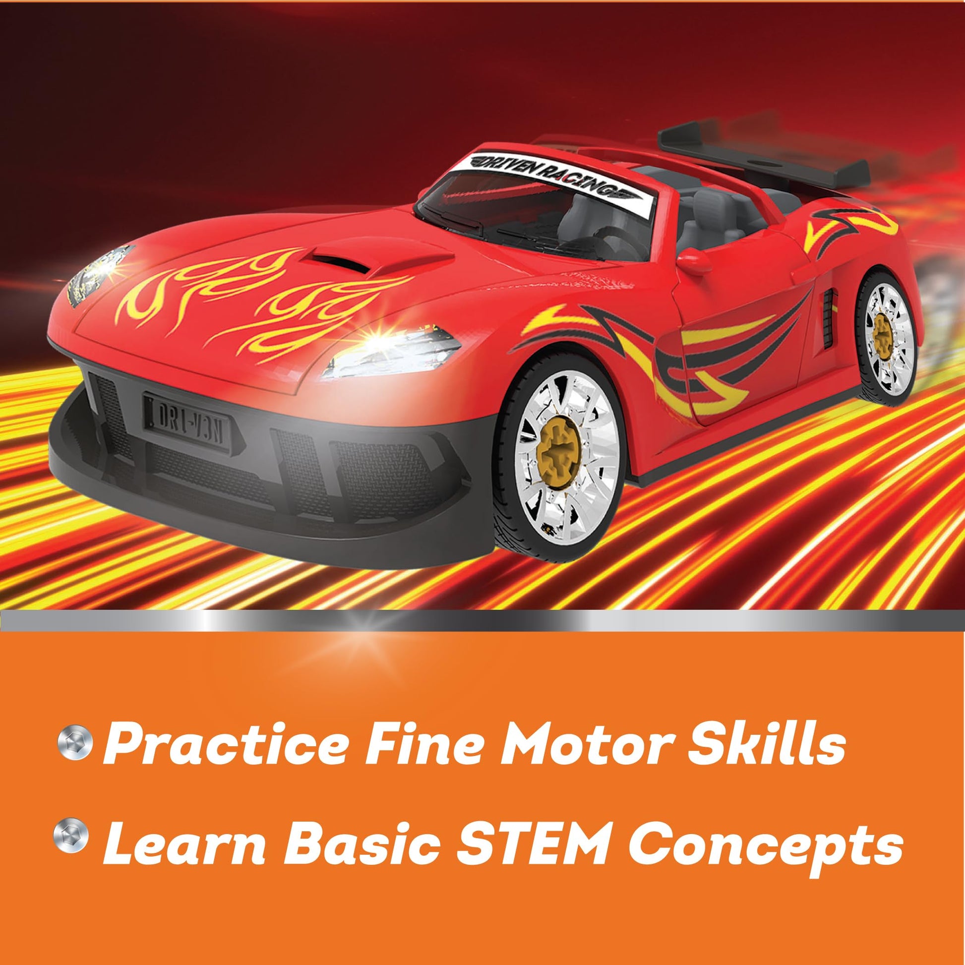 Driven by Battat Take-Apart Sports Car, 35-Piece Red Toy Car, Vehicles