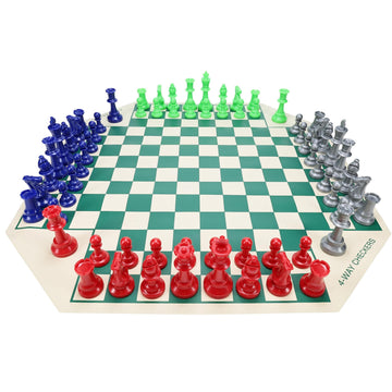 WE Games Four Player Chess Set, Chess Board for Team Chess, Combination Chess Game for Up to 4 Players, Unique Chess Sets for Adults, Roll Up Vinyl