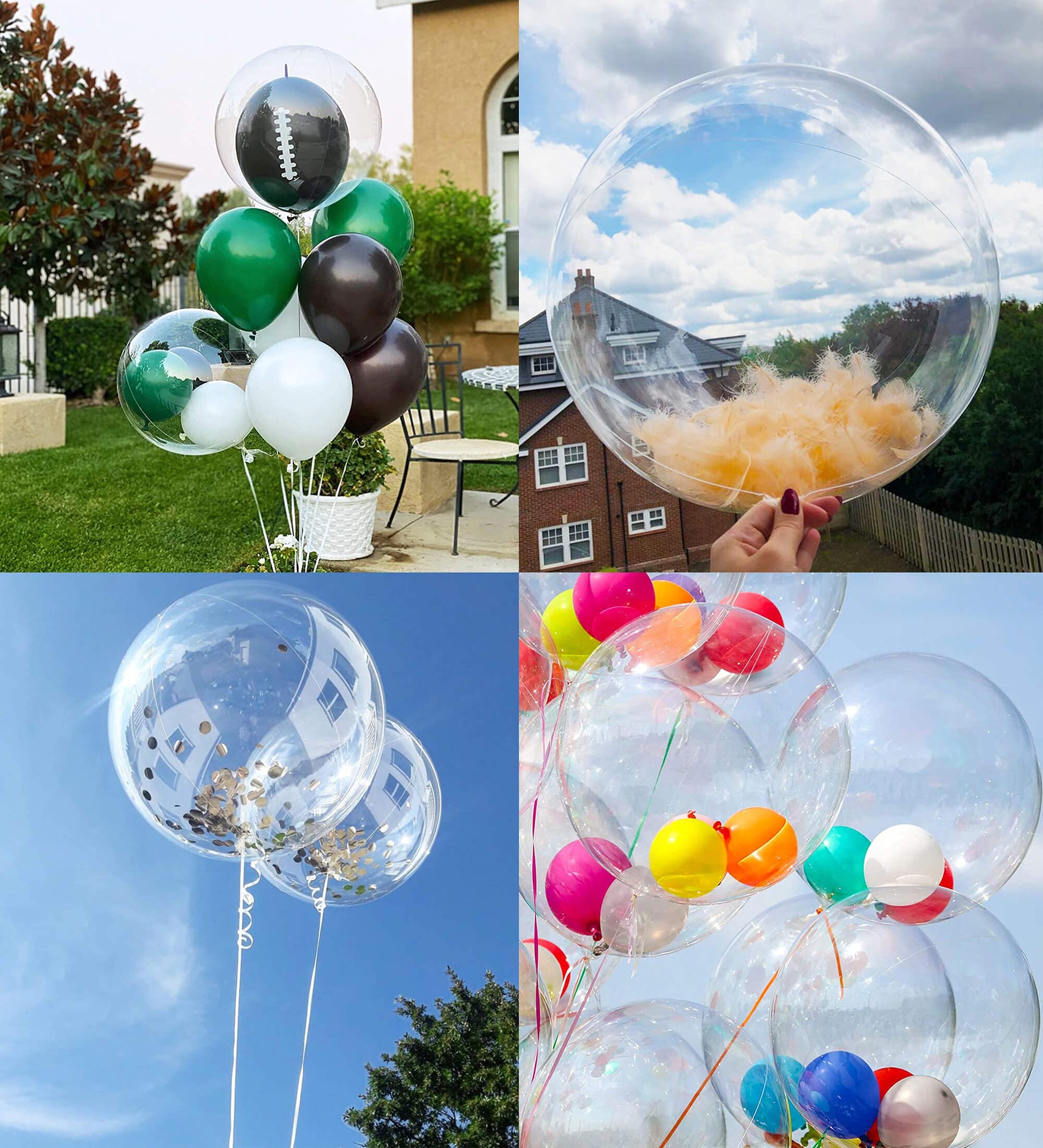 20 Inch Bobo Balloons, 10 Pcs Clear Bobo Balloon, Large Bubble Balloons