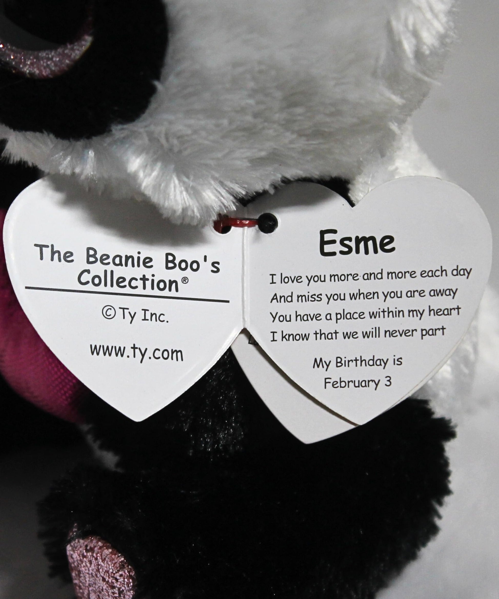 Ty Beanie Boo's-Plush Esme The Panda 15cm-TY36538, TY36538, White, Black, Pink, Small