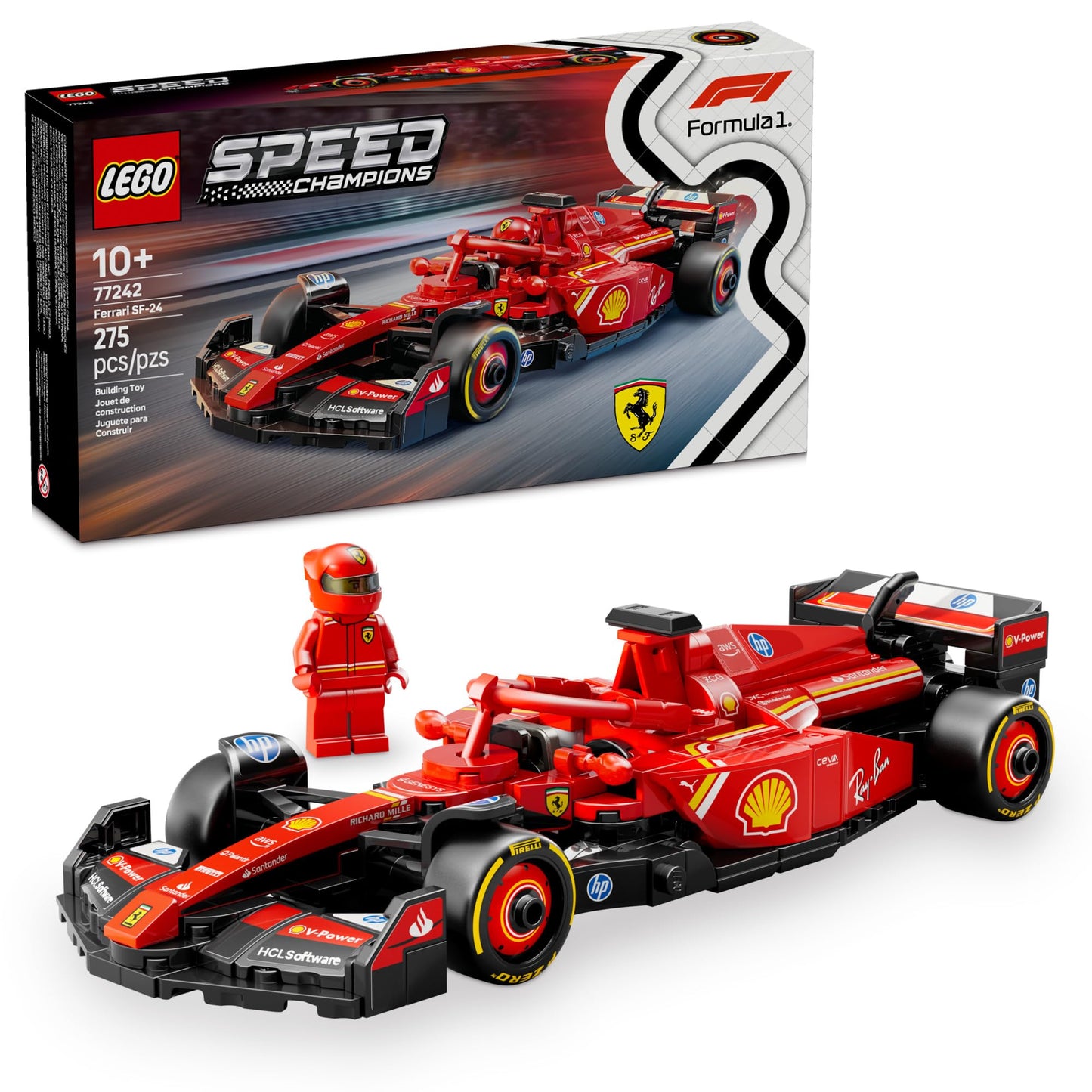 LEGO Speed Champions Ferrari SF-24 F1 Race Car Toys - Building Sets for Kids, Boys & Girls, Ages 10+ - Ferrari F1 Model Car Kits for Display or Play