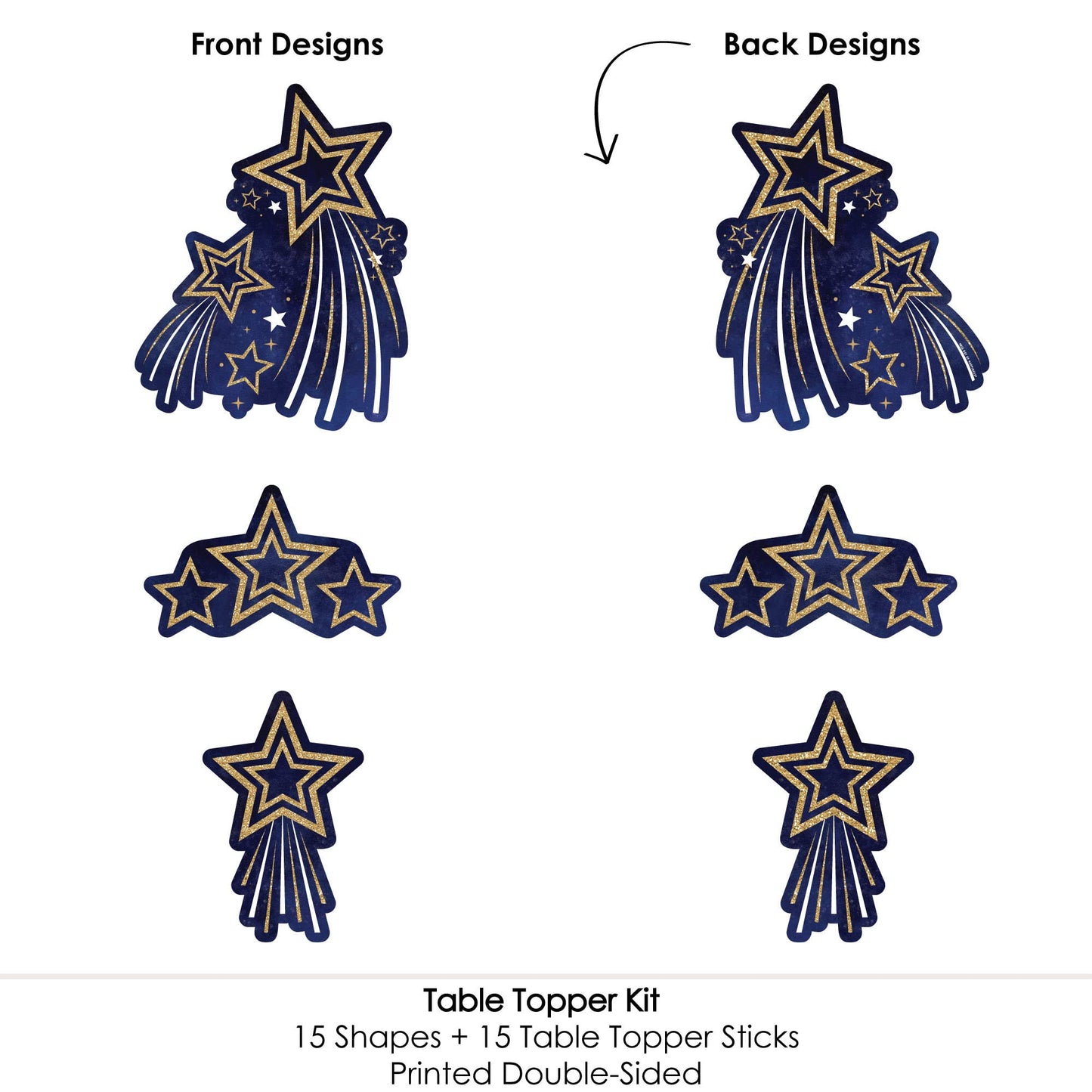 Big Dot of Happiness Starry Skies - Gold Celestial Party Centerpiece Sticks - Table Toppers - Set of 15