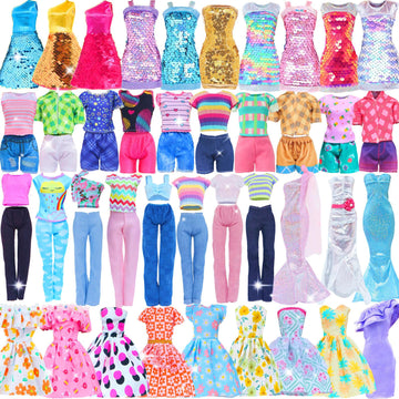 BJDBUS 11 Sets Doll Clothes 3 Sequins Dresses 4 Fashion Dresses and Floral Short Skirt 4 Casual Outfits Tops and Pants for 11.5 inch Girl Doll