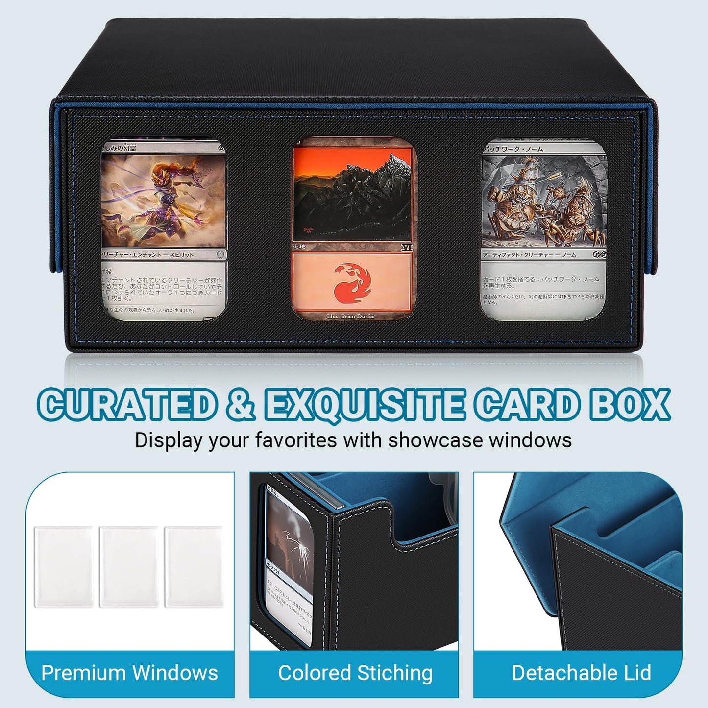 CHIYOSING 3-Row Trading Card Storage Box, Bulk Cards Case for 2400+ Mtg tcg Magic Playing Game Card Organizer, Commander Deck Box with 3 Supports & 12
