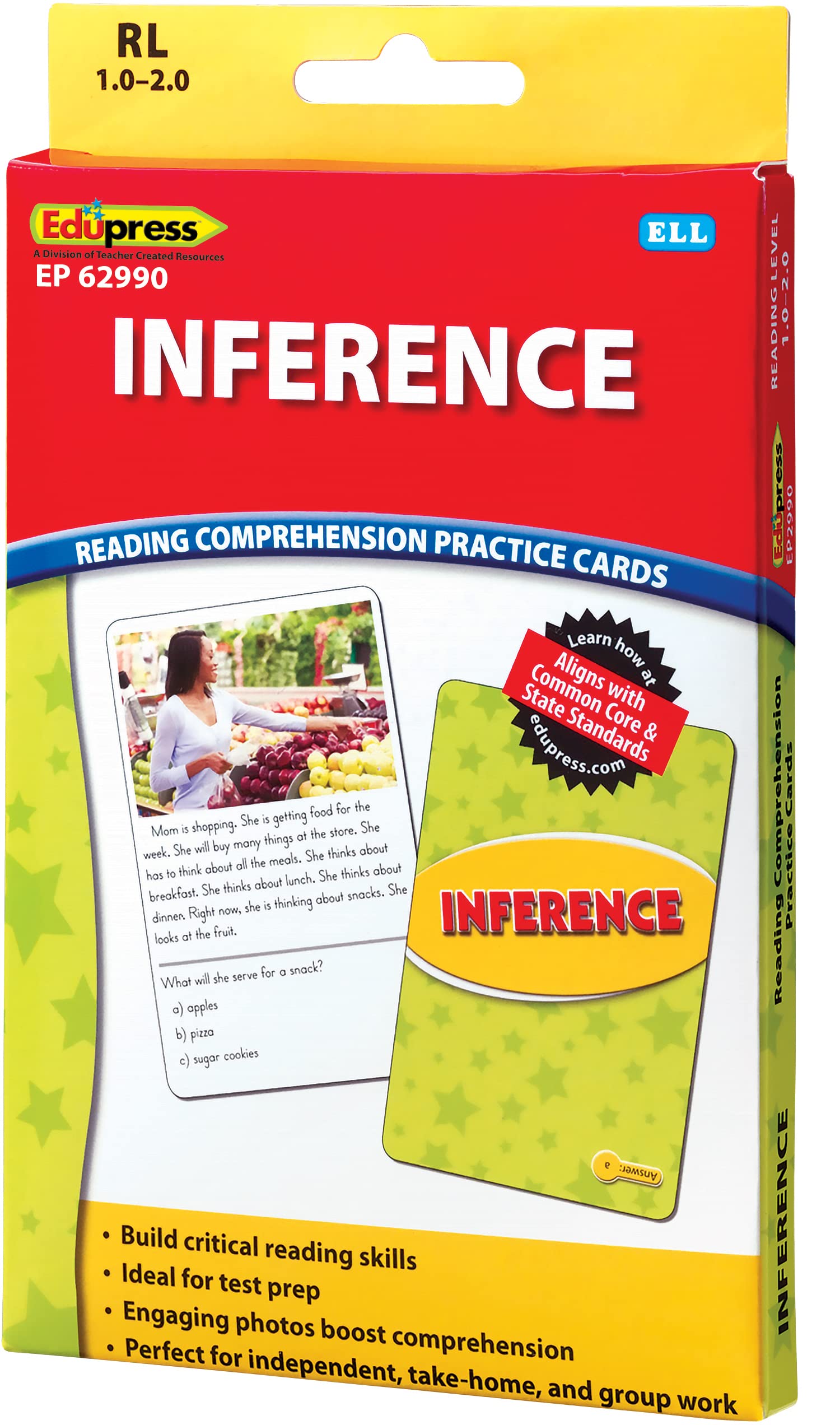 Edupress Reading Comprehension Practice Cards, Inference, Yellow Level (EP62990) Medium
