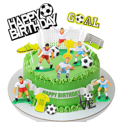 19 PCS Soccer Cake Topper Decorations - Soccer Ball Player Theme Cake Toppers For Football Party Men Boy Kid Birthday Party Supplies