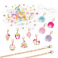 Make It Real: Sweet Spin Carnival Lip Gloss Bracelets - 104pc, DIY Jewelry Craft Kit, Design 5 Charm Chain Bracelets, Strawberry-Scented Gloss, Kid 8+