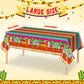 Jectivs 3 Pieces Mexican Fiesta Party Tablecloth Decorations,Plastic Cinco De Mayo Printed Table Cloth Table Cover for Fiesta Taco Night Birthday