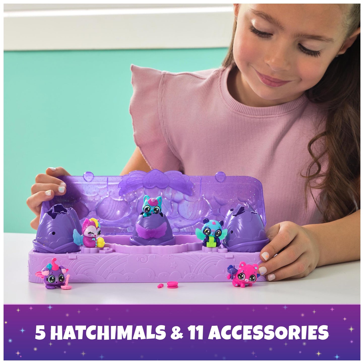 Hatchimals Alive Neon Rainbow Egg Carton & 5 Color Reveal Eggs, Ages 3+