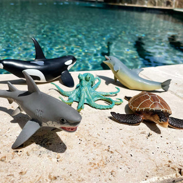 Safari Ltd. Sea Animal Toy Set - Figurines of Great White, Dolphin, Turtle, Octopus, and Orca - Play Set for Boys, Girls and Kids 3+