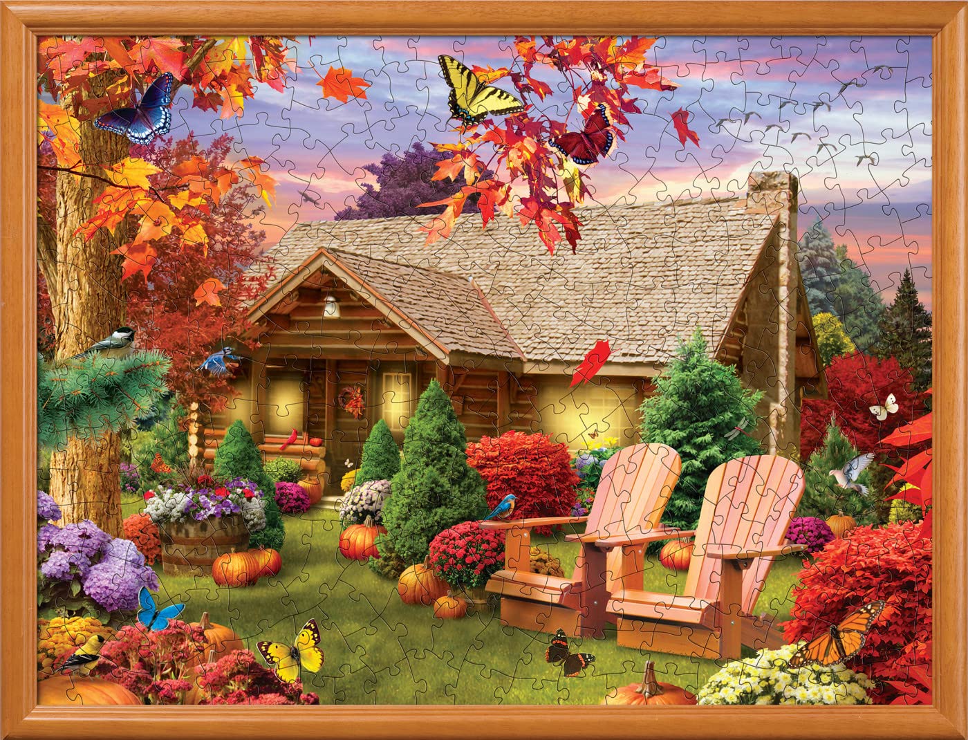 MasterPieces Thanksgiving Puzzles 300 Piece EZ Grip Jigsaw Puzzle, Autumn Warmth Fall Scene, Large Piece Design, Non-Glare Matte Finish, Eco-Friendly