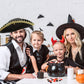 SGBETTER 4 Pack Pirate Tricorn Hat Black Colonial Tri-Corner Hat with Gold Trimming for Pirate Theme Party Halloween Cosplay Masquerade Accessories