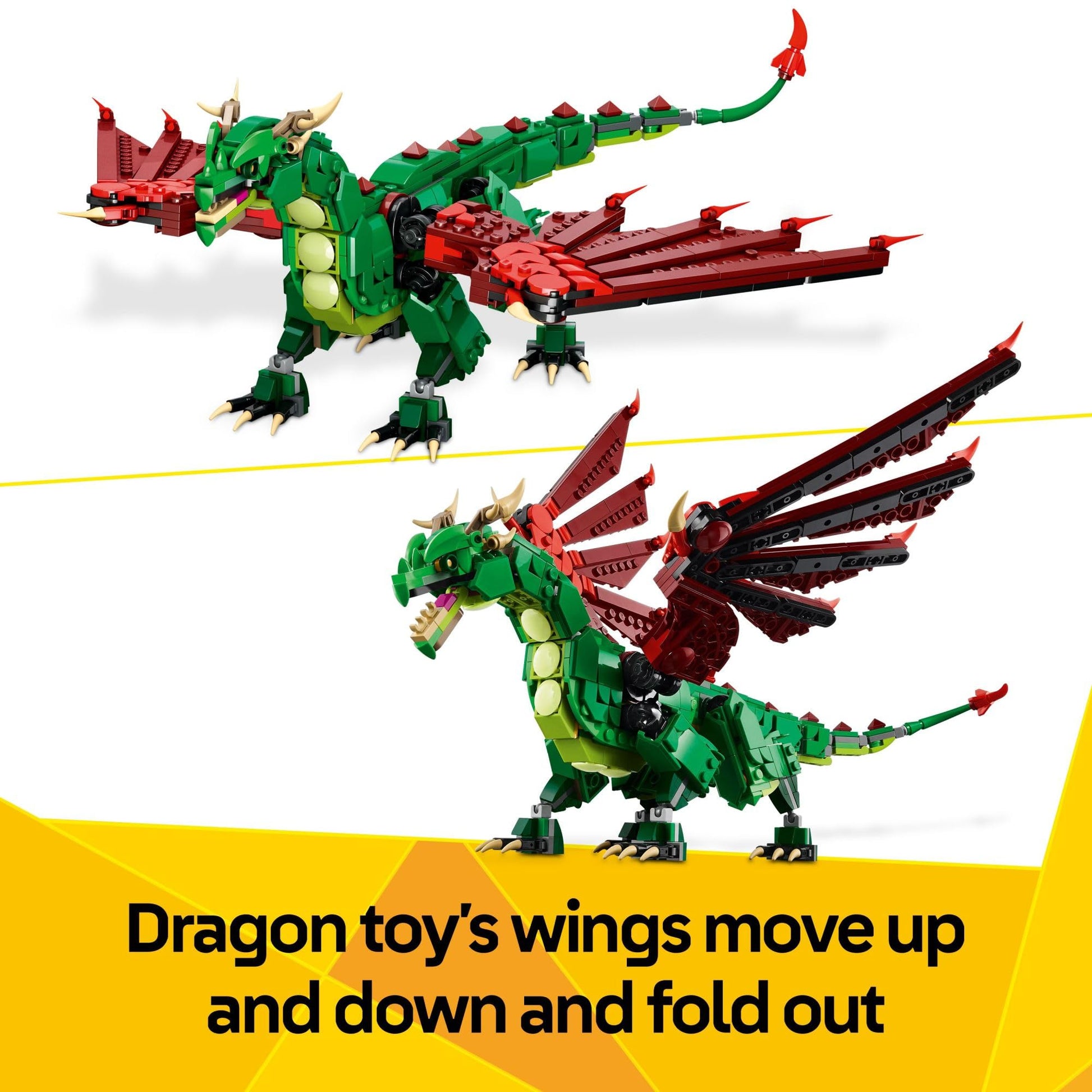 LEGO Creator 3 in 1 Medieval Dragon Toy - Building Toy with 3 Build Options, Dragon, Sea Serpent, or Phoenix - Fantasy Set for Kids, Boys and Girls