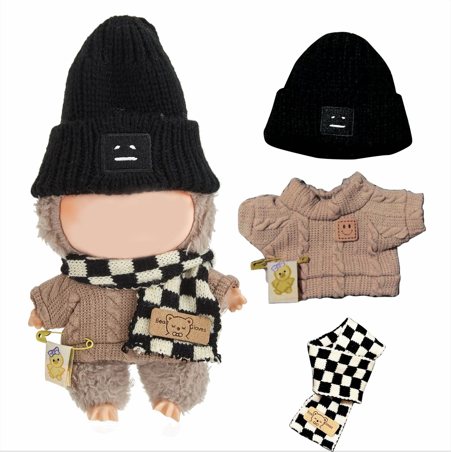 Clothes for 17cm Dolls (No Doll), Chic Designer Outfits for Doll Dressing up, Accessories for 17cm Dolls, 3pcs Set