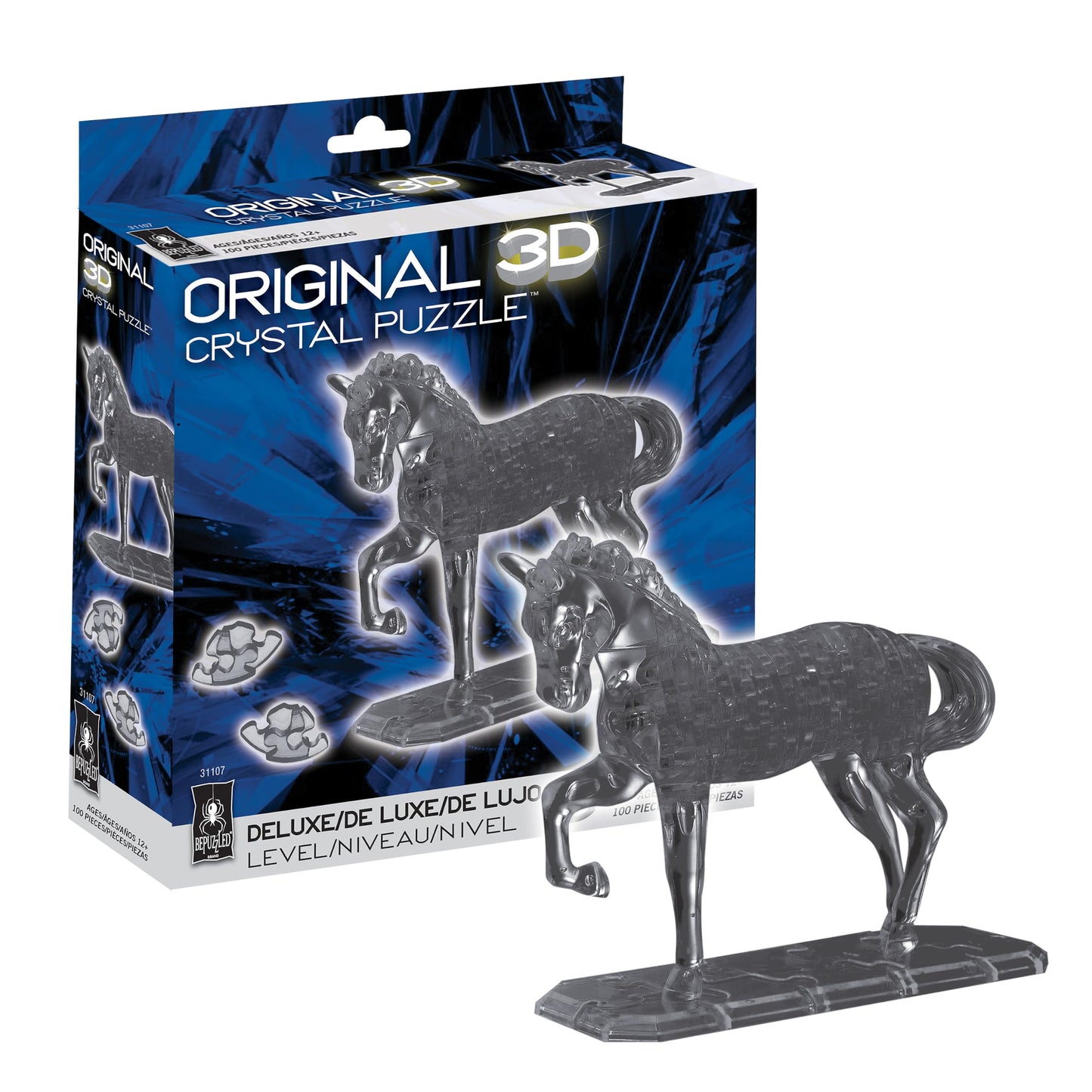 BePuzzled, Horse Deluxe Original 3D Crystal Puzzle, Perfect for Puzzlers Ages 12 and Up, Challenging to Complete and Beautiful to Display, Collect