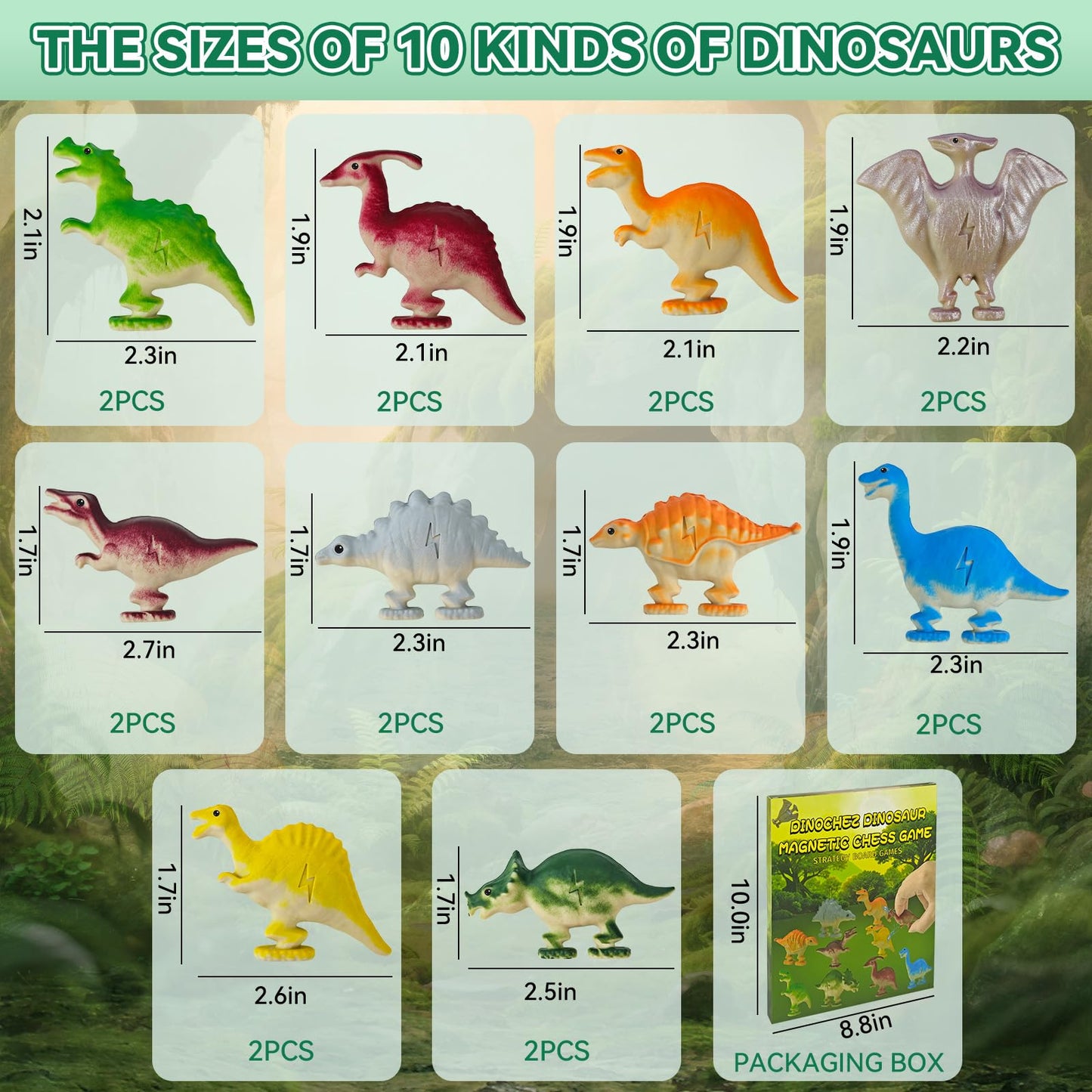 Dinochez Dinosaur Chess Game Set 2026, 20 Pcs Dinosaur Toys Strategy Board Games for Birthday, Travel, and Valentines Day Gifts