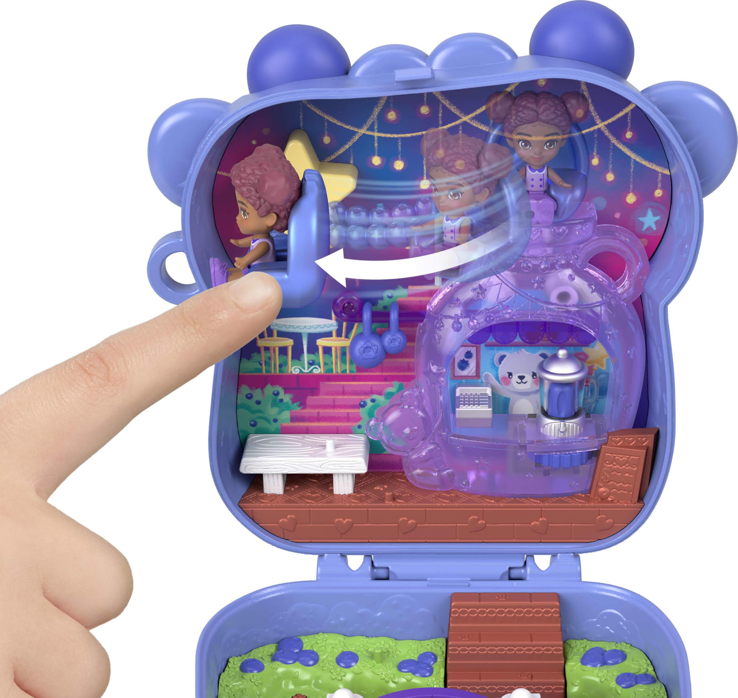 Polly Pocket Dolls and Playset, Blueberry Besties Compact, Travel Toy with 1 Micro Doll, Pet, Fruit Themed Accessories