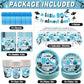 147Pcs A Little Boo Is Almost Due Baby Shower Boy Little Boo Baby Shower Decorations Boy Halloween Plates and Napkins Blue Halloween Tableware