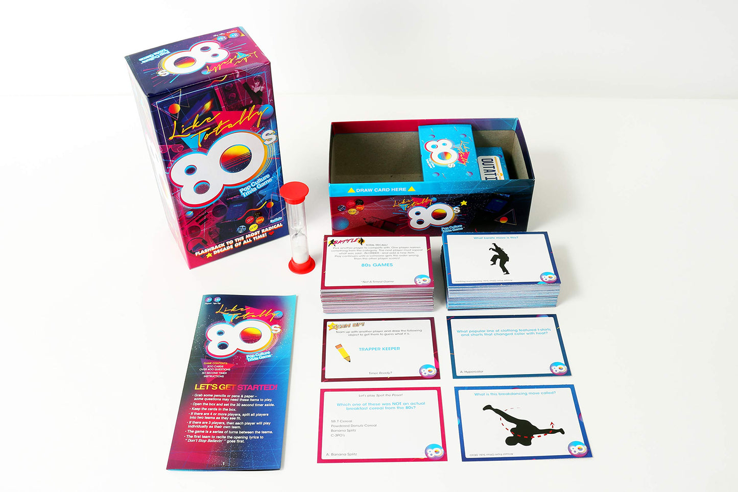 Buffalo Games 80s Pop Culture Trivia Card Game - 200 Trivia Cards, 30 Sec Timer & Guide - Adult Game Night - Portable Travel Quiz - Gen X Pop Culture