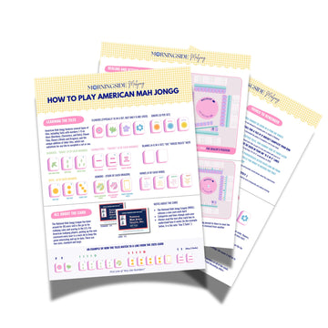 American Mahjong Basics Visual Guide, Laminated Guide, Tile Overview, Charleston Helper, General Rules + Strategies