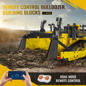 Mould King RC Bulldozer Building Set for Adults, Bulldozer Truck Construction Vehicle Model with Motors, APP Control Truck with Engines, 1508 Pieces