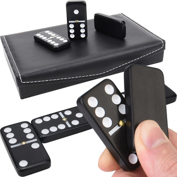 Queensell Dominos Set for Adults and Kids - Dominoes - Domino Classic Board Games, Christmas Games - Double Six Standard Dominos Set 28 Tiles