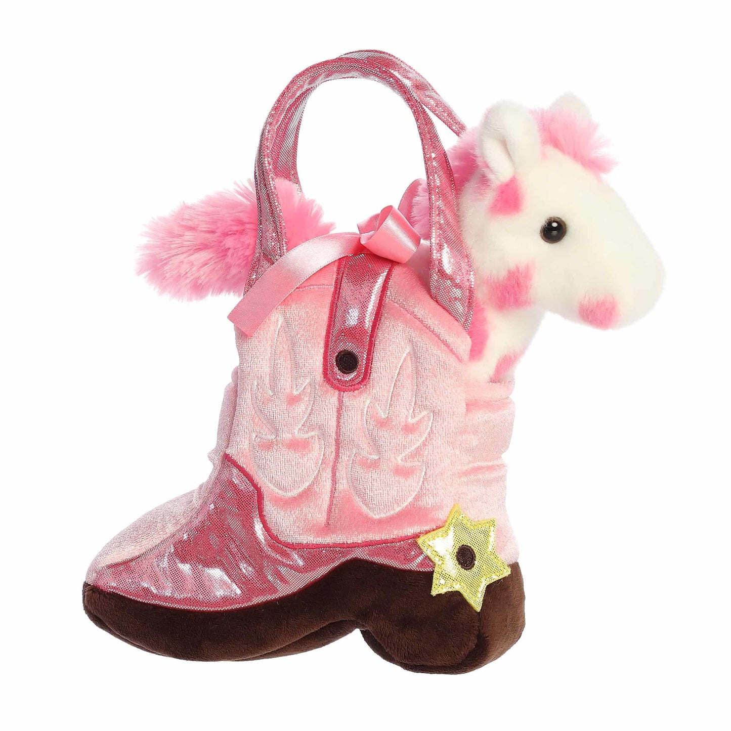Aurora® Fashionable Fancy Pals™ Giddyup Boot™ Stuffed Animal - Plush with Stylish Purse for Dress Up Fun - Perfect for Kids 3+ Years, Costumes,