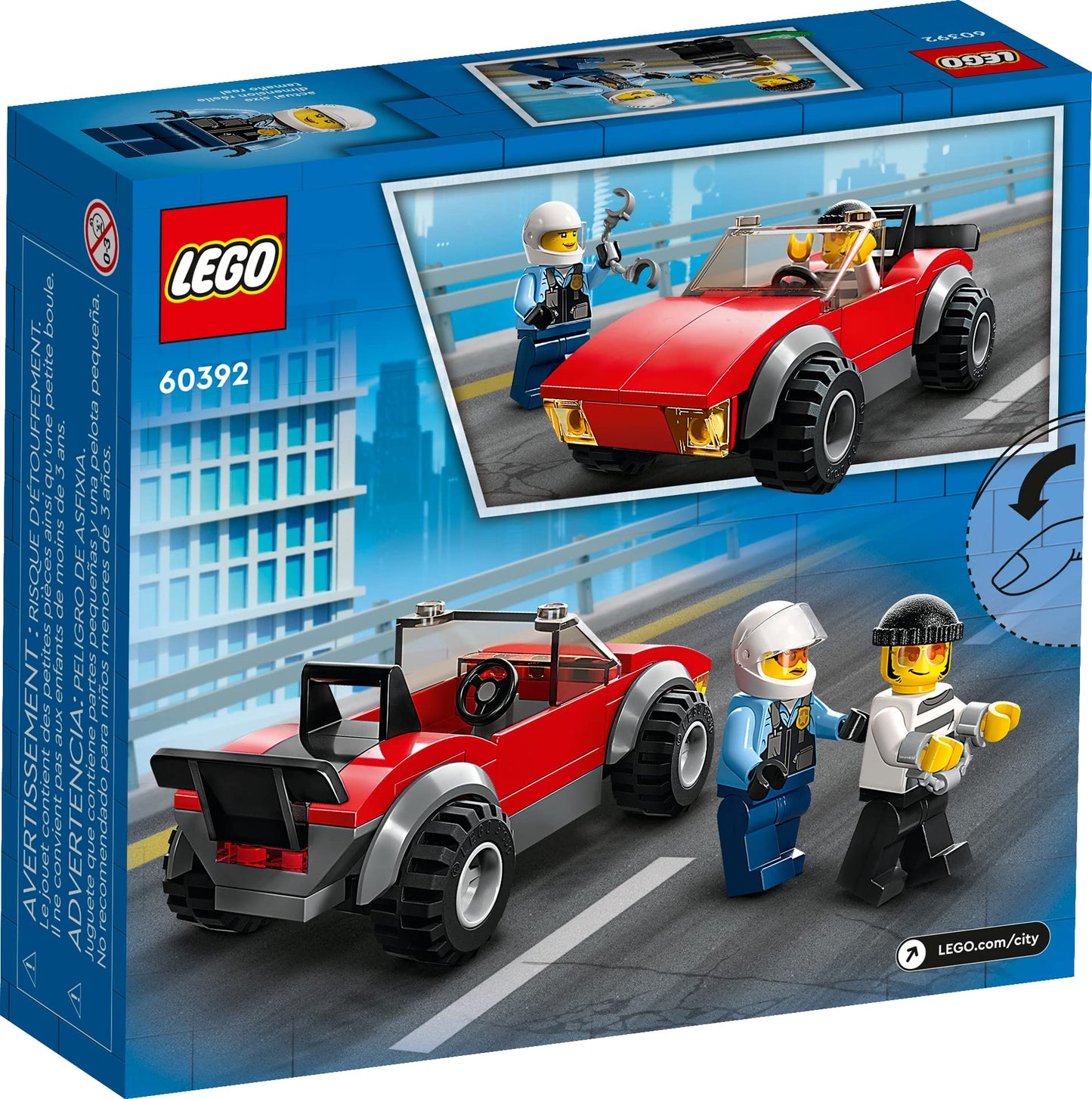 LEGO City Police Bike Car Chase 60392, Toy with Racing Vehicle & Motorbike Toys for 5 Plus Year Olds, Kids Gift Idea, Set Featuring 2 Officer