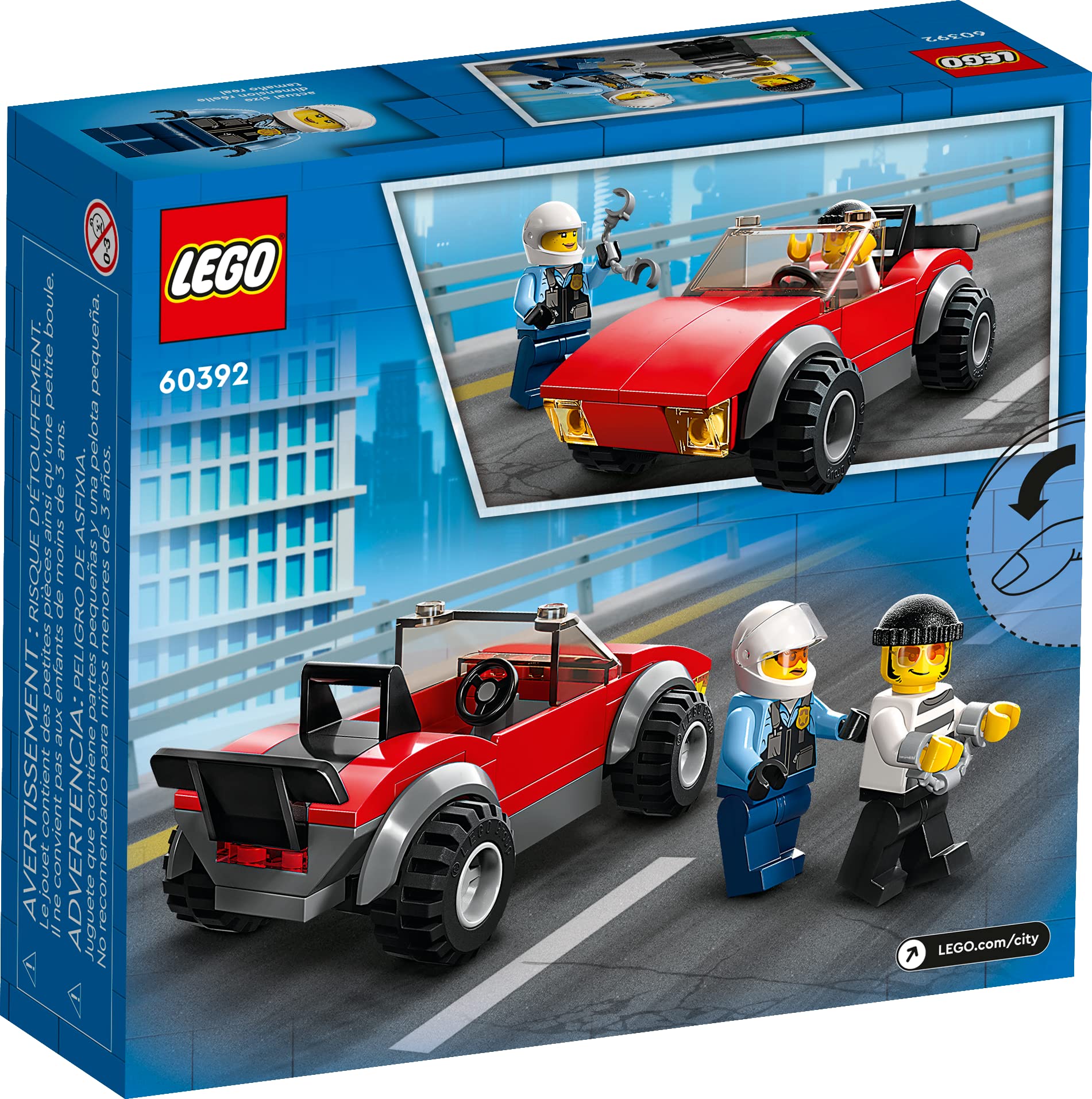 LEGO City Police Bike Car Chase 60392, Toy with Racing Vehicle & Motorbike Toys for 5 Plus Year Olds, Kids Gift Idea, Set Featuring 2 Officer