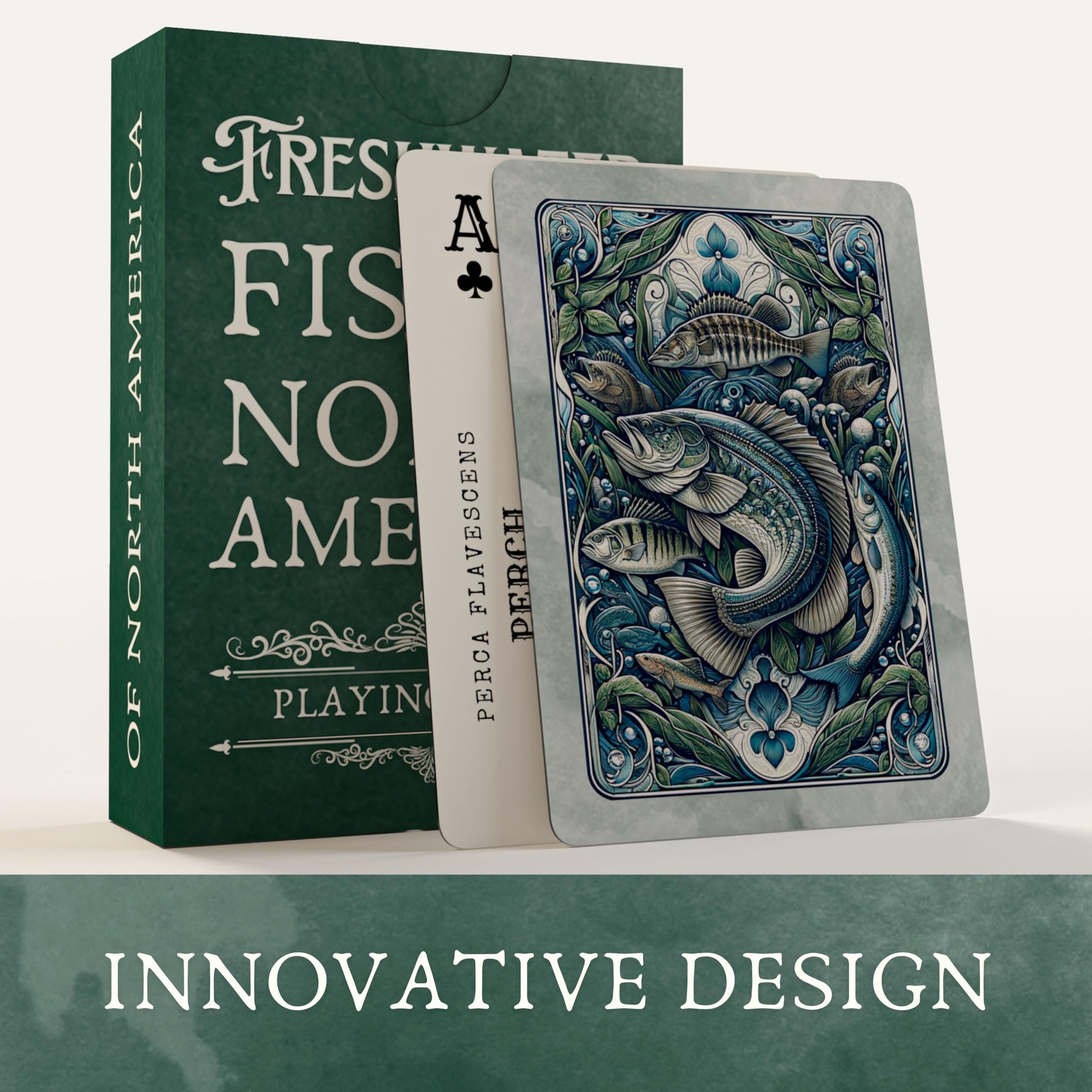 Crane Publishing Group LLC Freshwater Fish Plastic Playing Cards: Waterproof, Educational, Fits Any Fishing Tackle Box, 52 Species, Ages 60+