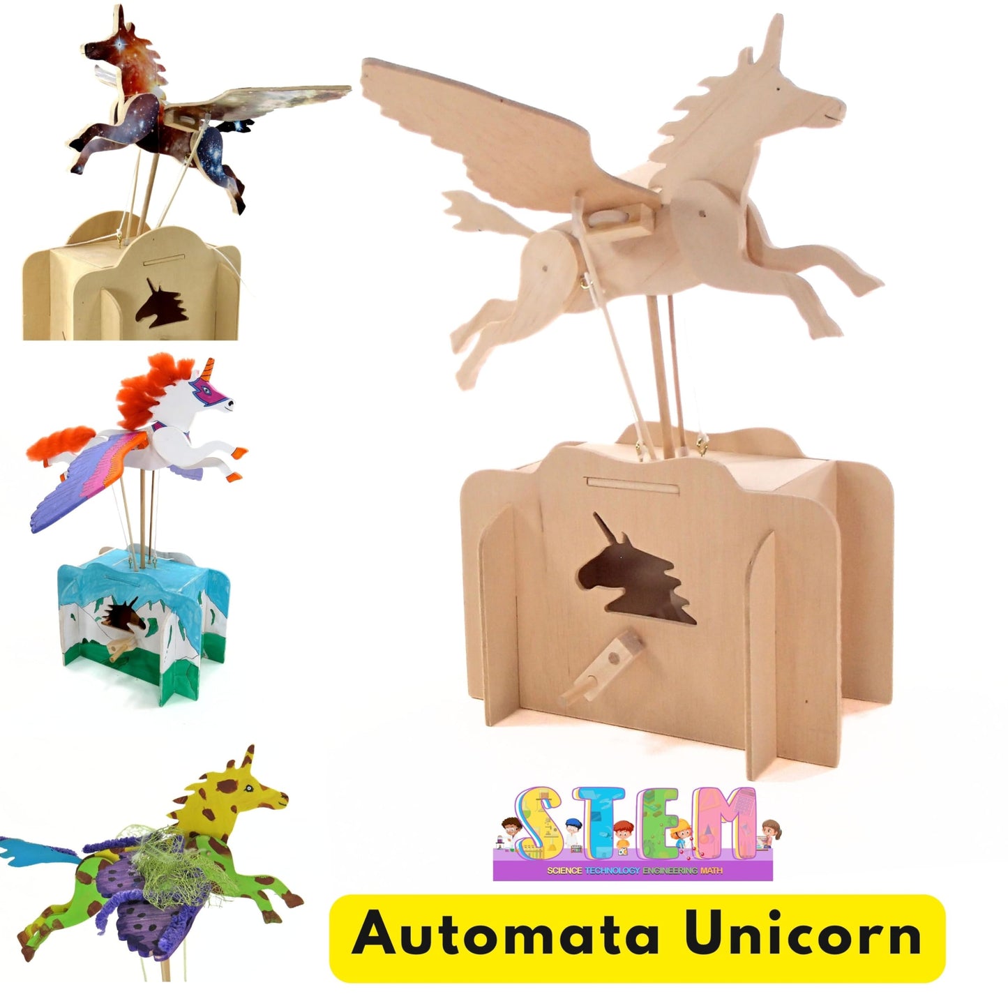 Pathfinders Stem kit - Automata Flying Unicorn Girls and Boys - Build a Moving Unicorn Model - Magical Mechanical Toy - Educational Engineering Gift