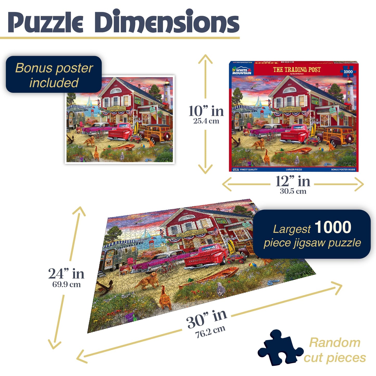 White Mountain 1000 Piece Jigsaw Puzzle Retro Coastal, The Trading Post