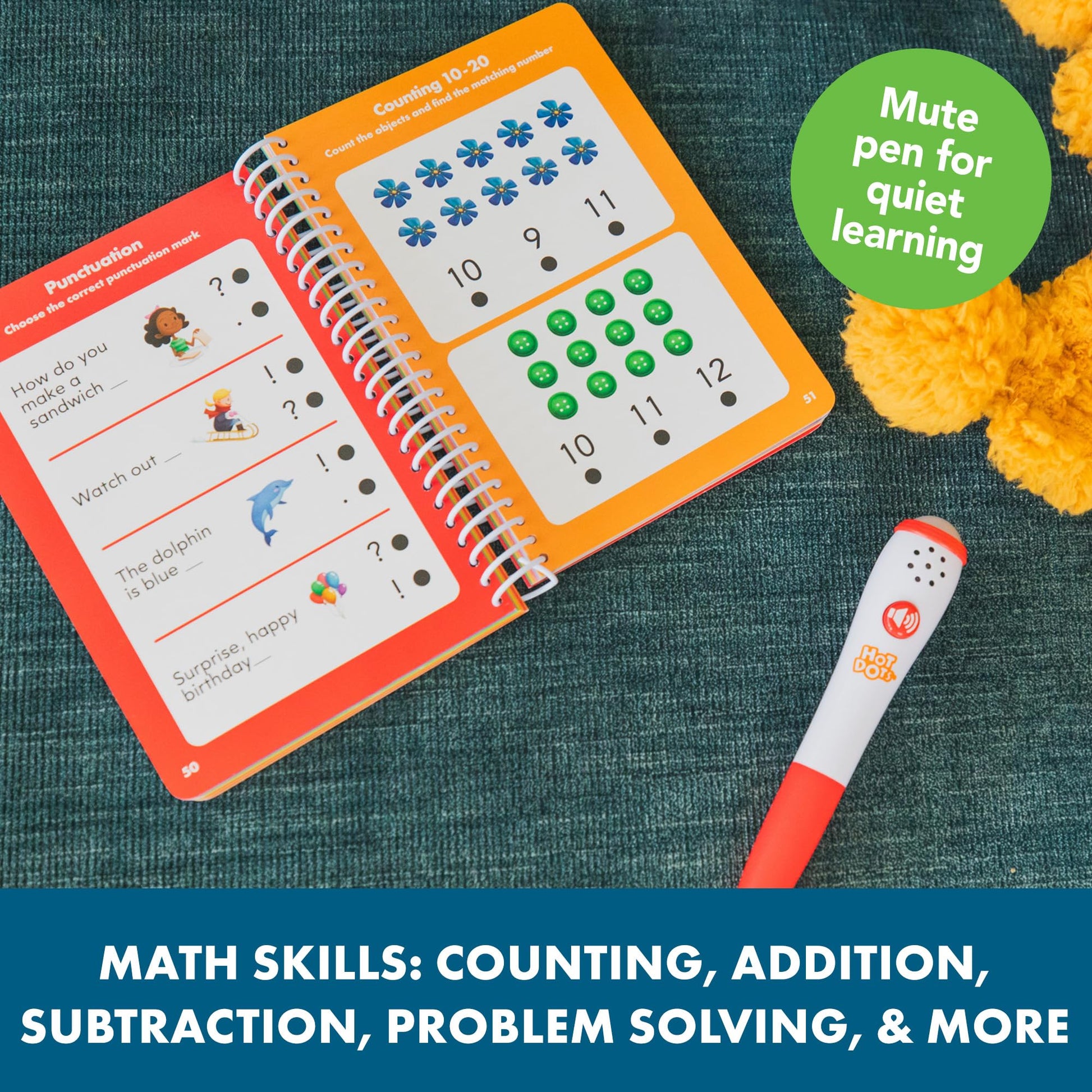 Educational Insights Hot Dots Kindergarten Essentials: Reading & Math Workbook - Kindergarten Workbooks with Interactive Pen, Homeschool Learning