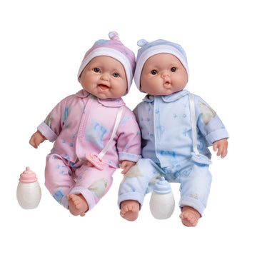 Twins 13" Realistic Soft Body Baby Dolls | JC Toys - Berenguer Boutique | Twins Gift Set with Removable Outfits and Accessories | Pink and Blue |