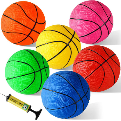 Shindel 5 Inch Mini Basketball, 6 PCS Small Basketballs with Pump