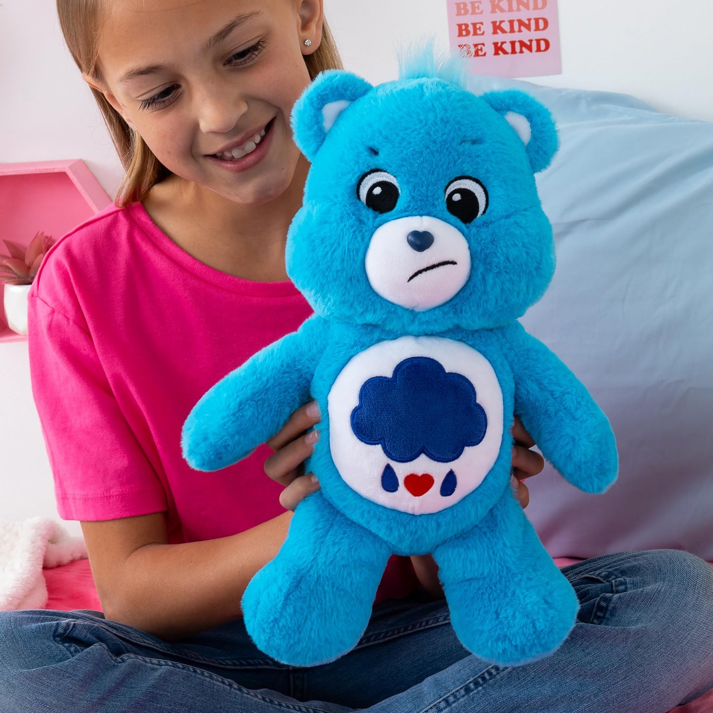 Care Bears 14” Grumpy Bear - Blue Plushie for Ages 4+ - Perfect Stuffed Animal Holiday, Birthday Gift, Super Soft and Cuddly - Good For Girls