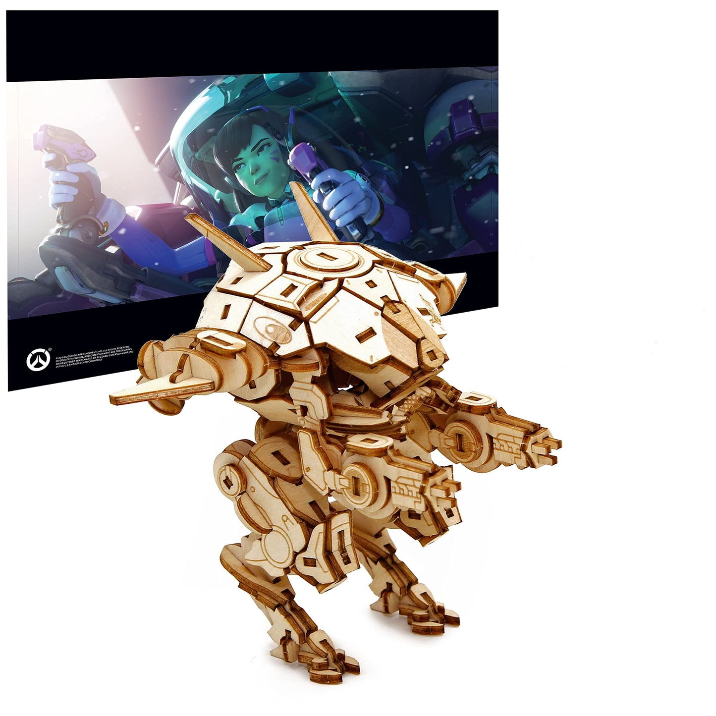 Overwatch D.VA's Meka 3D Wood Puzzle & Model Figure Kit (149 Pcs) with Poster - Build & Paint a 3-D Video Game Replica Toy, No Glue Required