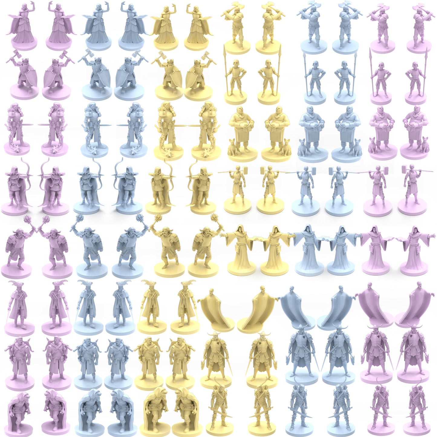 House of Bodian Mythical Heroes Town Dwellers, Heroes and Monsters Mini Figure Set for RPGs - 102 Pcs in 17 Designs, Suitable Size for DND (City