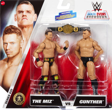 Mattel WWE Main Event Championship Showdown 2-Pack Action Figures & Accessory, Series #20 Gunther & The Miz Collectible Set
