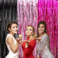 Pink and Black Birthday Decorations - 3 Pack of 3.2x8.2ft Dark Light Pink Fuchsia Tinsel Fringe Backdrop Streamers Curtains for Women Birthday