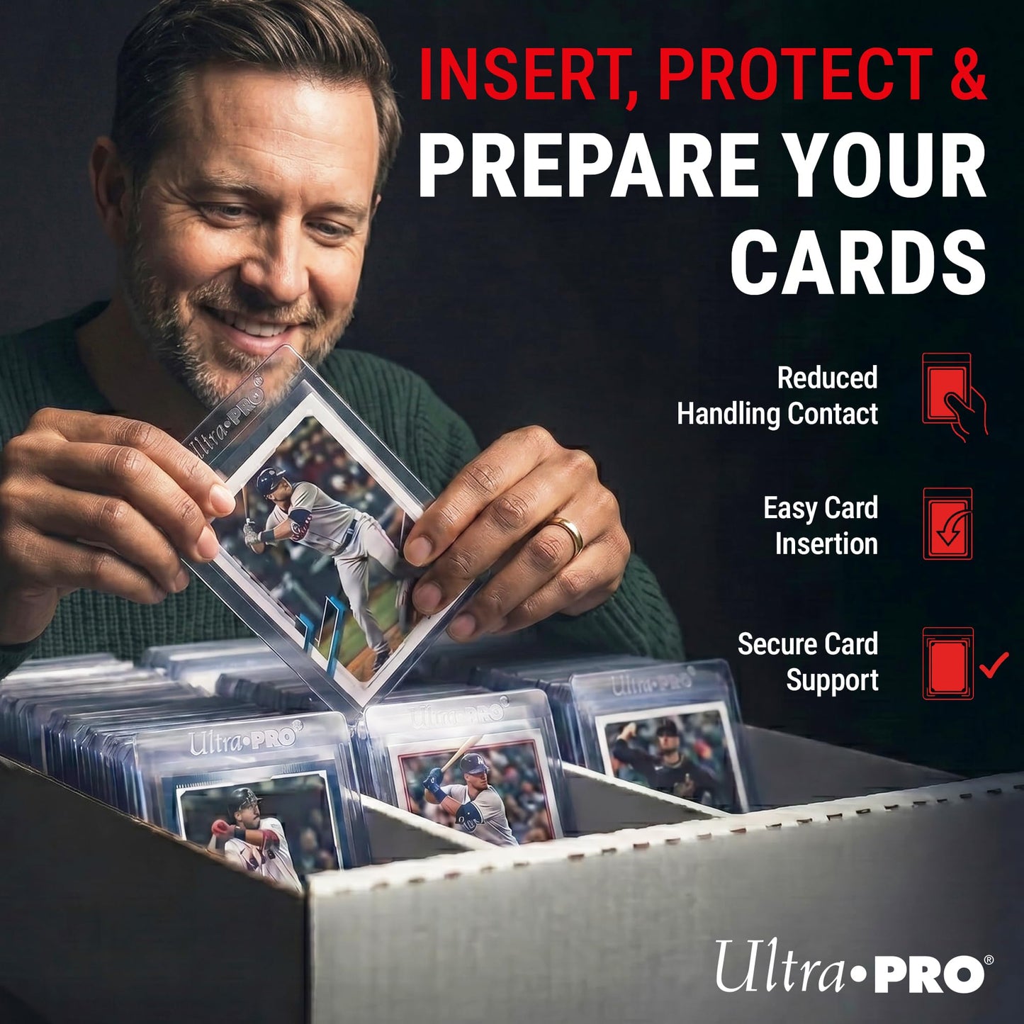 Ultra Pro Semi Rigid Card Holder 1/2" Lip - Clear PVC Sleeves for Trading Cards - Fits 2.5" x 3.5" up to 35pt - Card Grading Sleeves for Storage